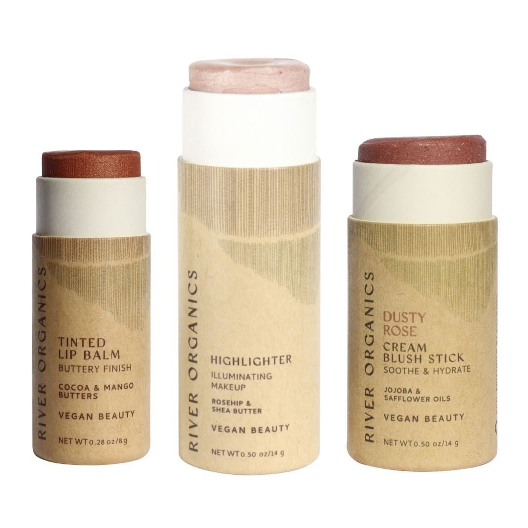 River Organics Lip + Highlighter + Blush Set