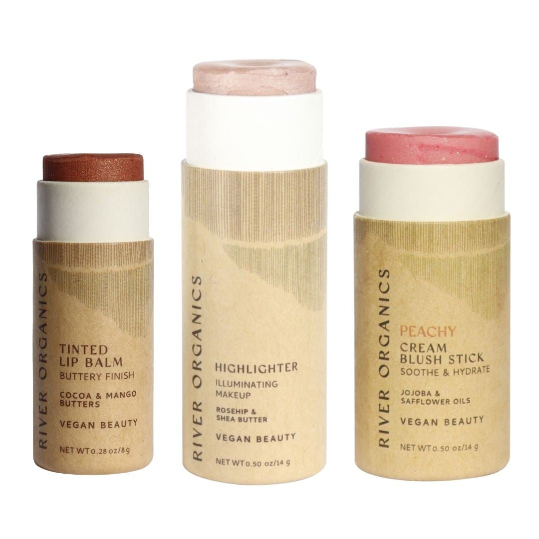 River Organics Lip + Highlighter + Blush Set