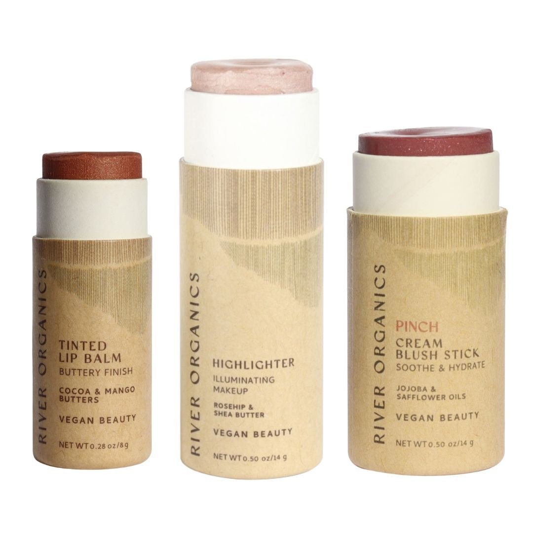 River Organics Lip + Highlighter + Blush Set