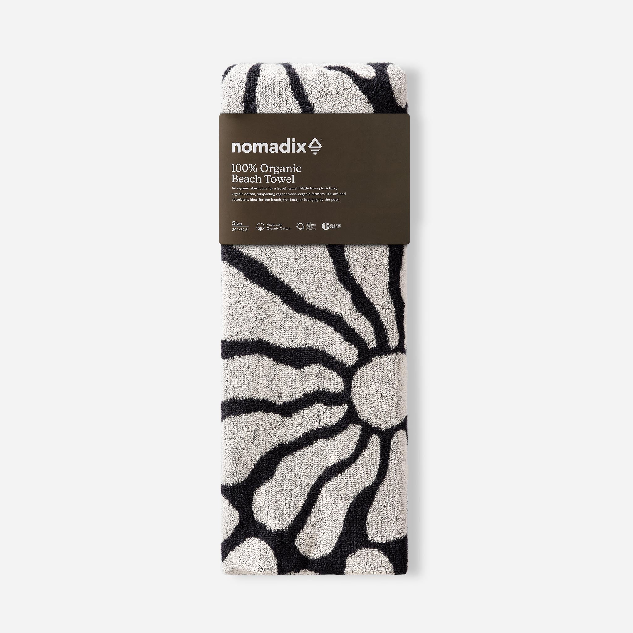 Nomadix Organic Cotton Beach Towel: Lazy Daisy Black