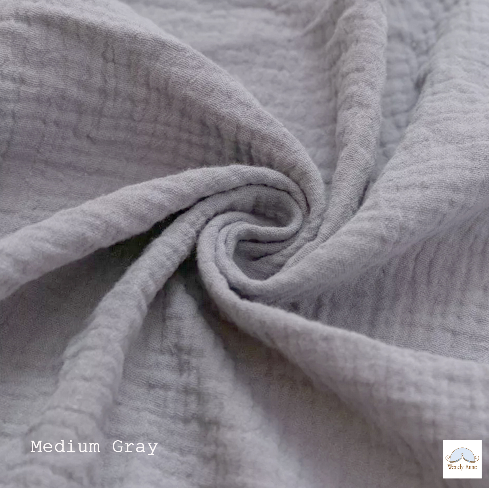 Close-up of medium gray fabric with a soft texture