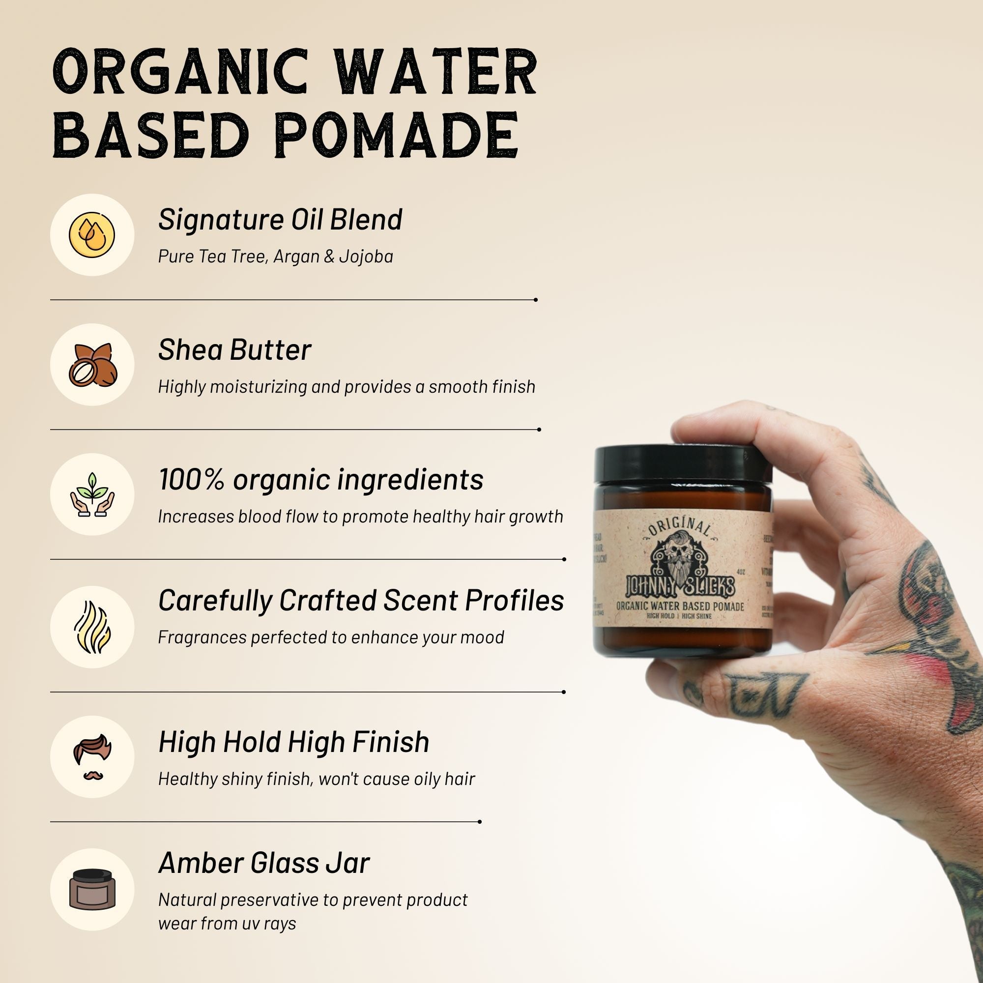 Johnny Slicks Organic Water Based Pomade
