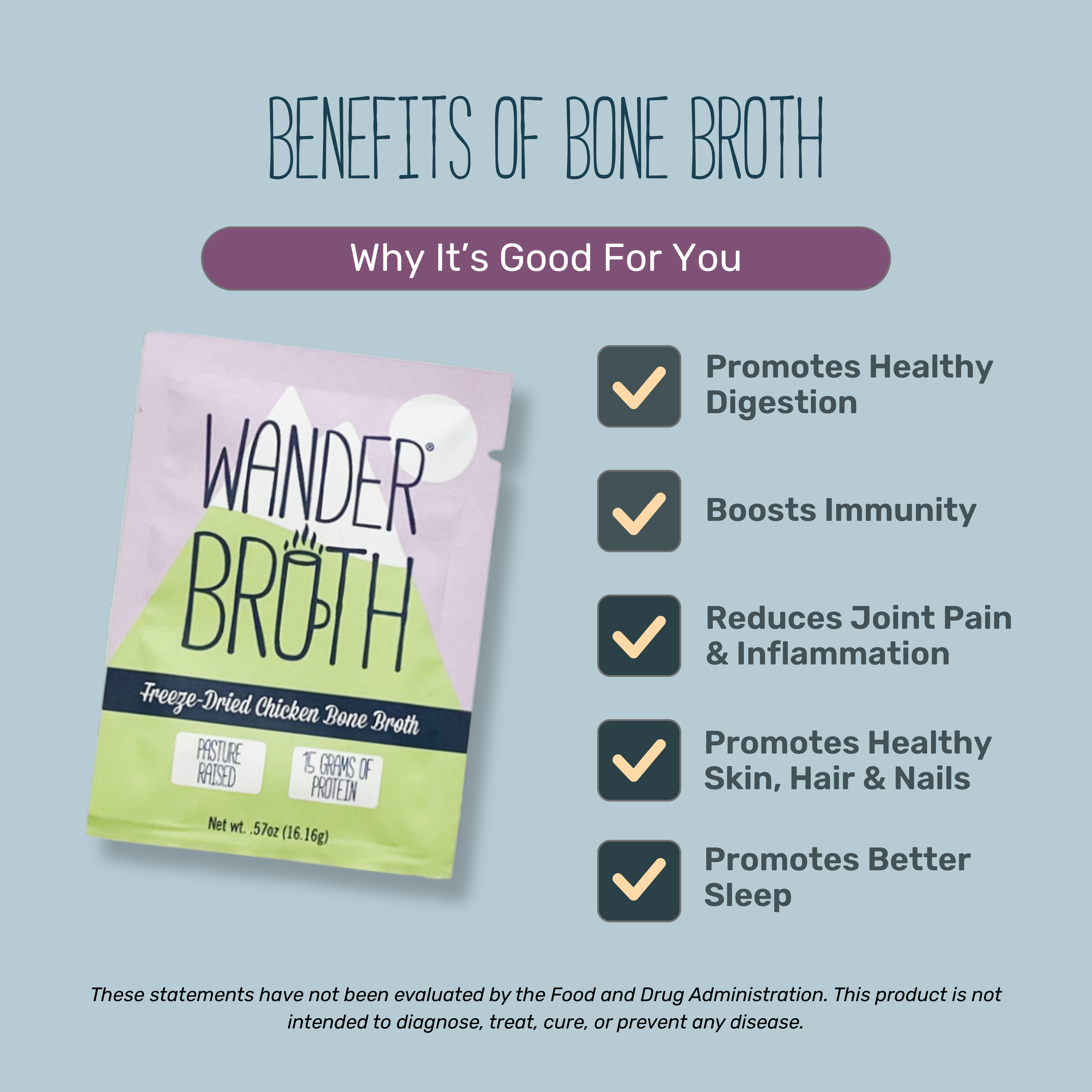 Wander Broth Organic Pasture-Raised Chicken Bone Broth - 2 Pack