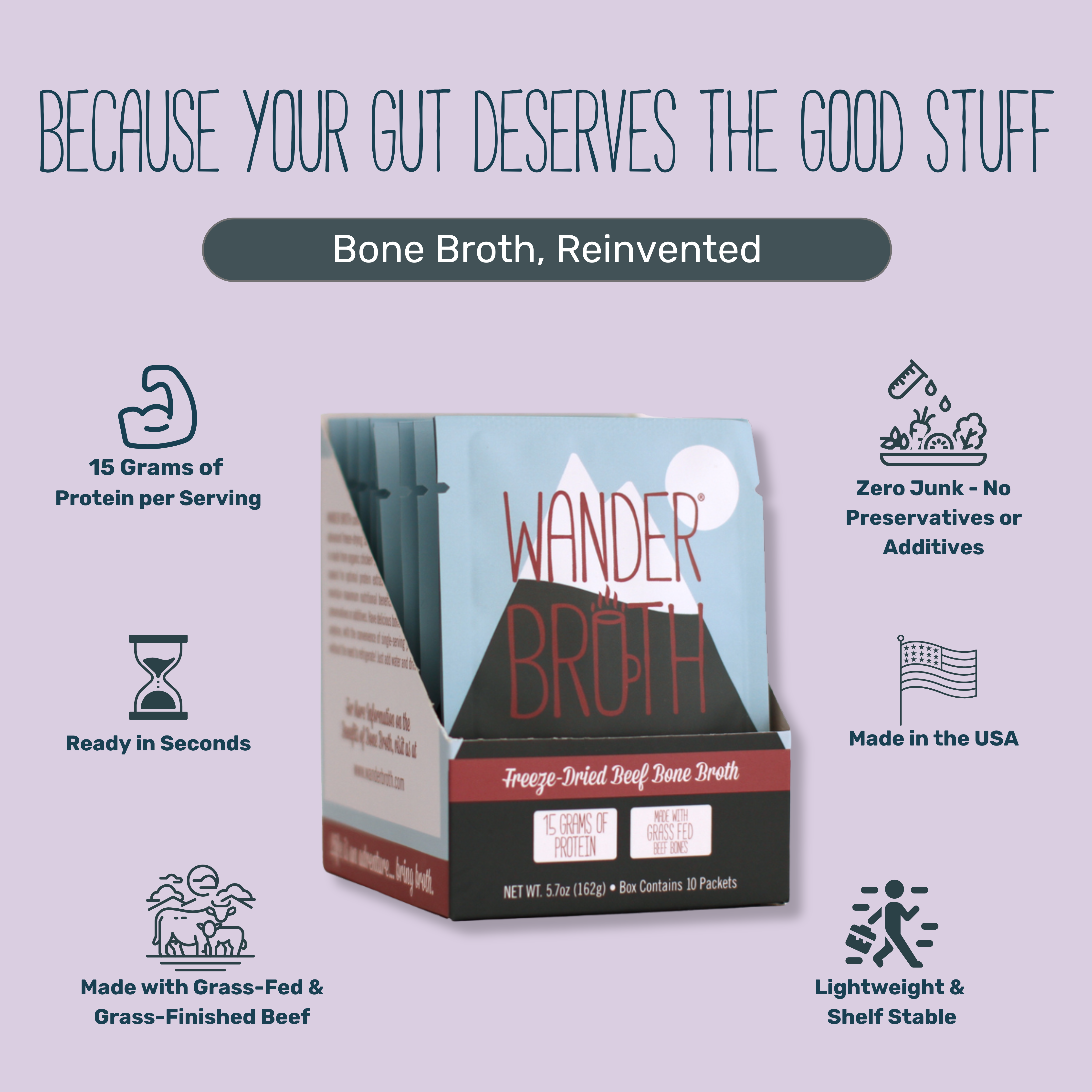 Wander Broth Grass- Fed Beef Bone Broth - 2 pack