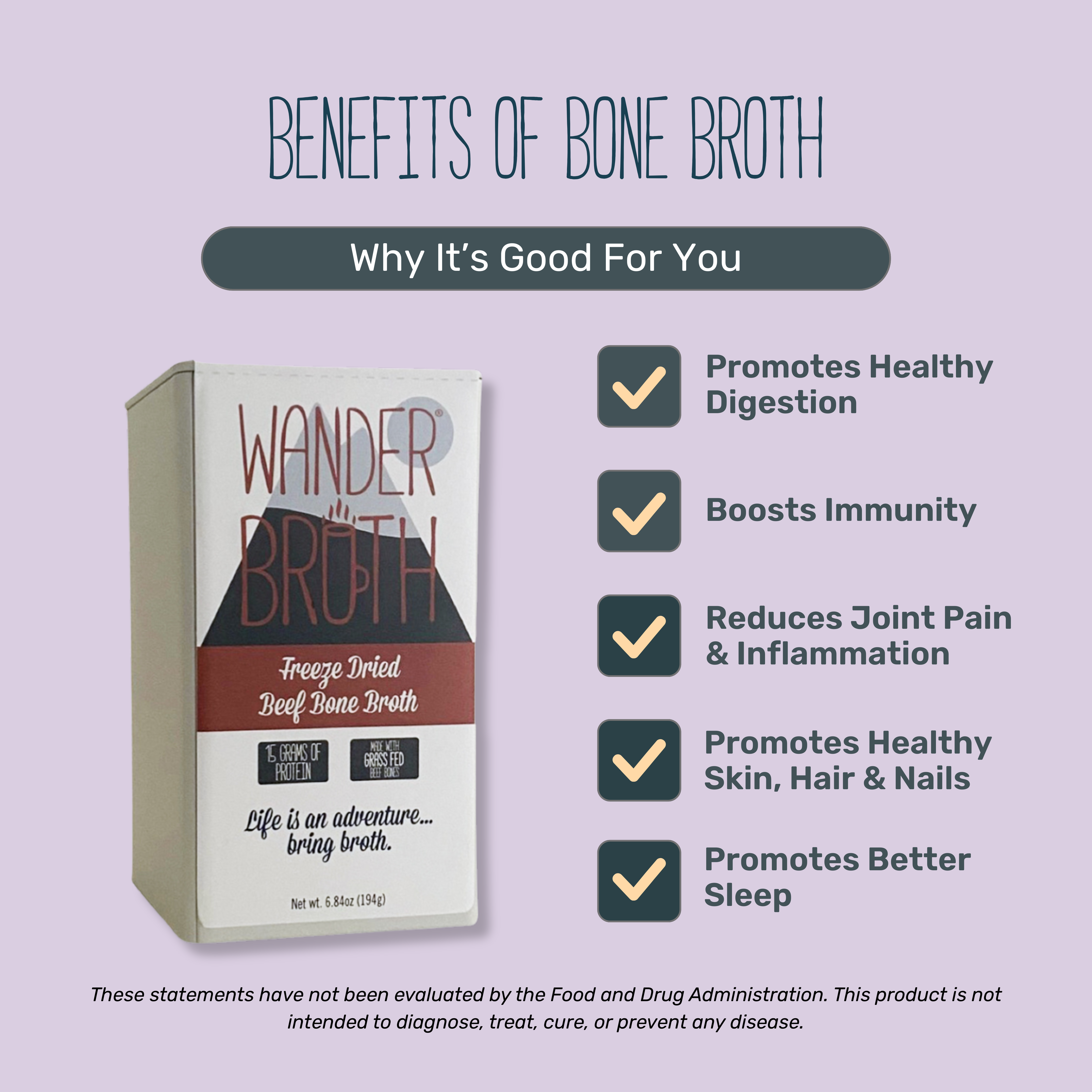 Wander Broth Grass-Fed Beef Bone Broth - Bulk - 2 Pack