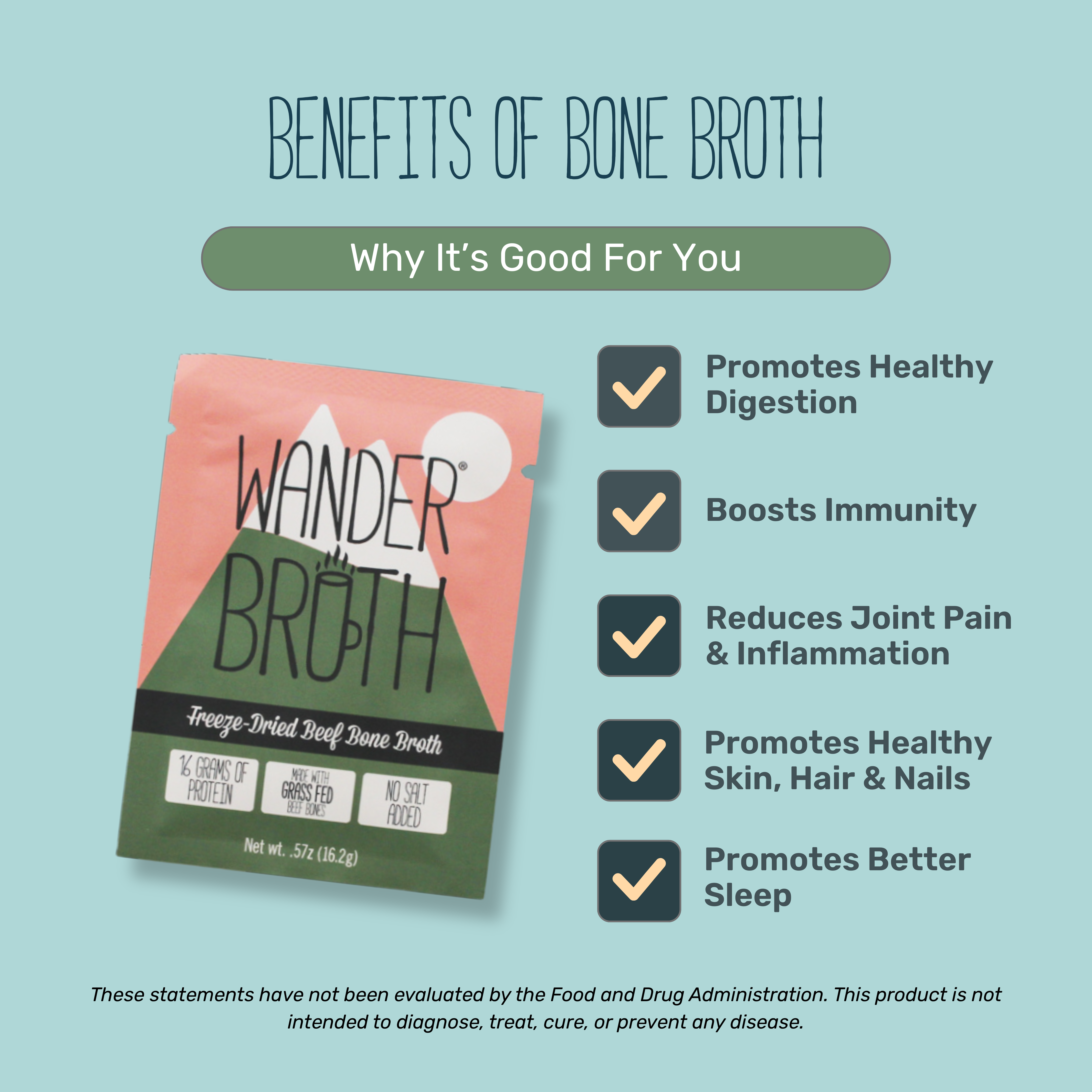 Wander Broth No Salt Added Grass-Fed Beef Bone Broth - 2 Pack