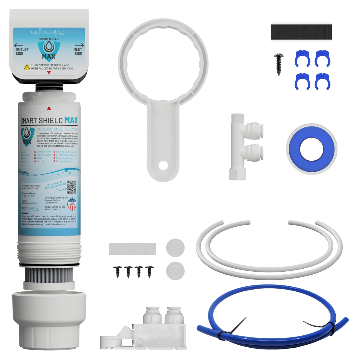 Epic Smart Shield Max included components and parts diagram