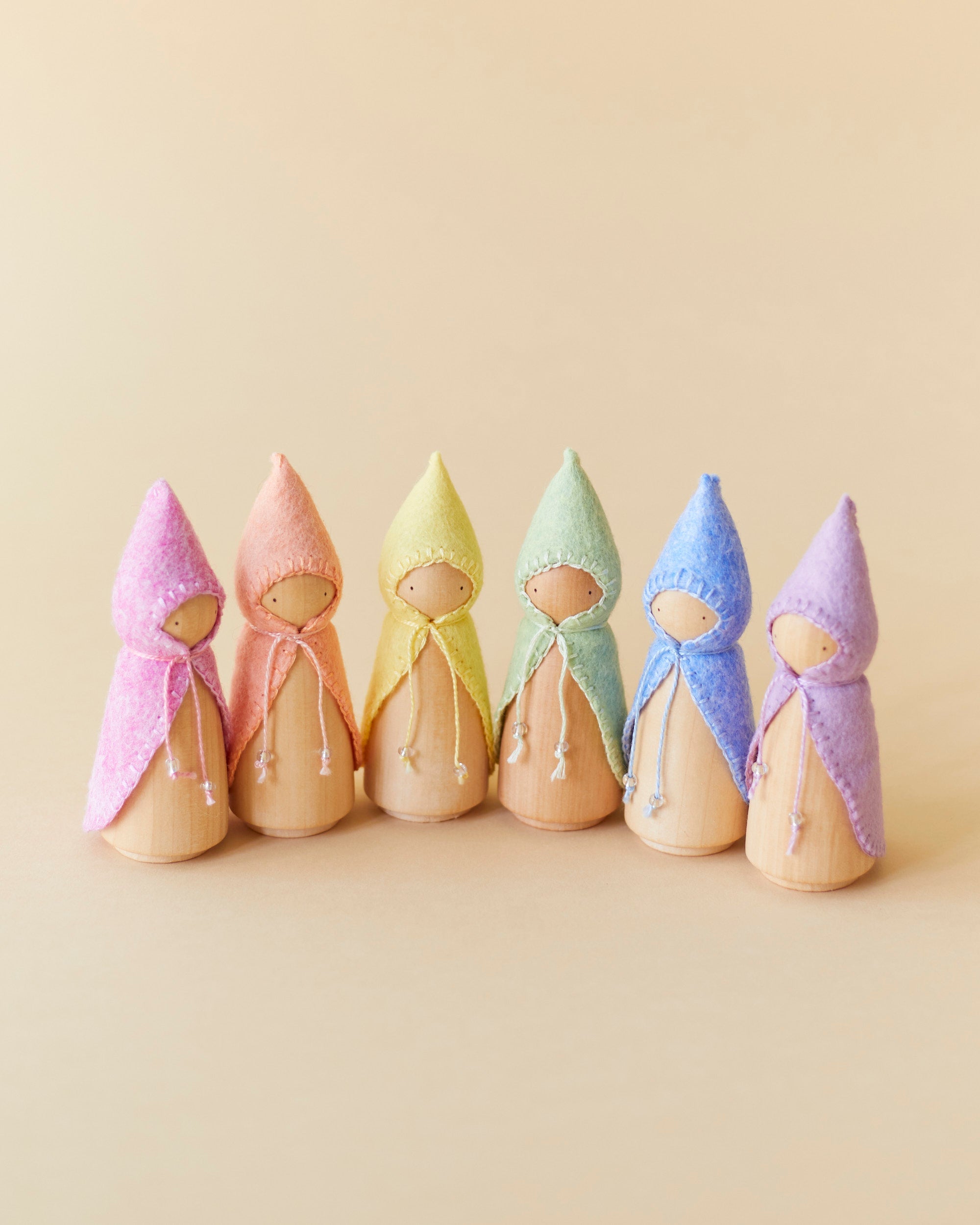 Wonderheart Pastel Rainbow Wooden Gnome Set