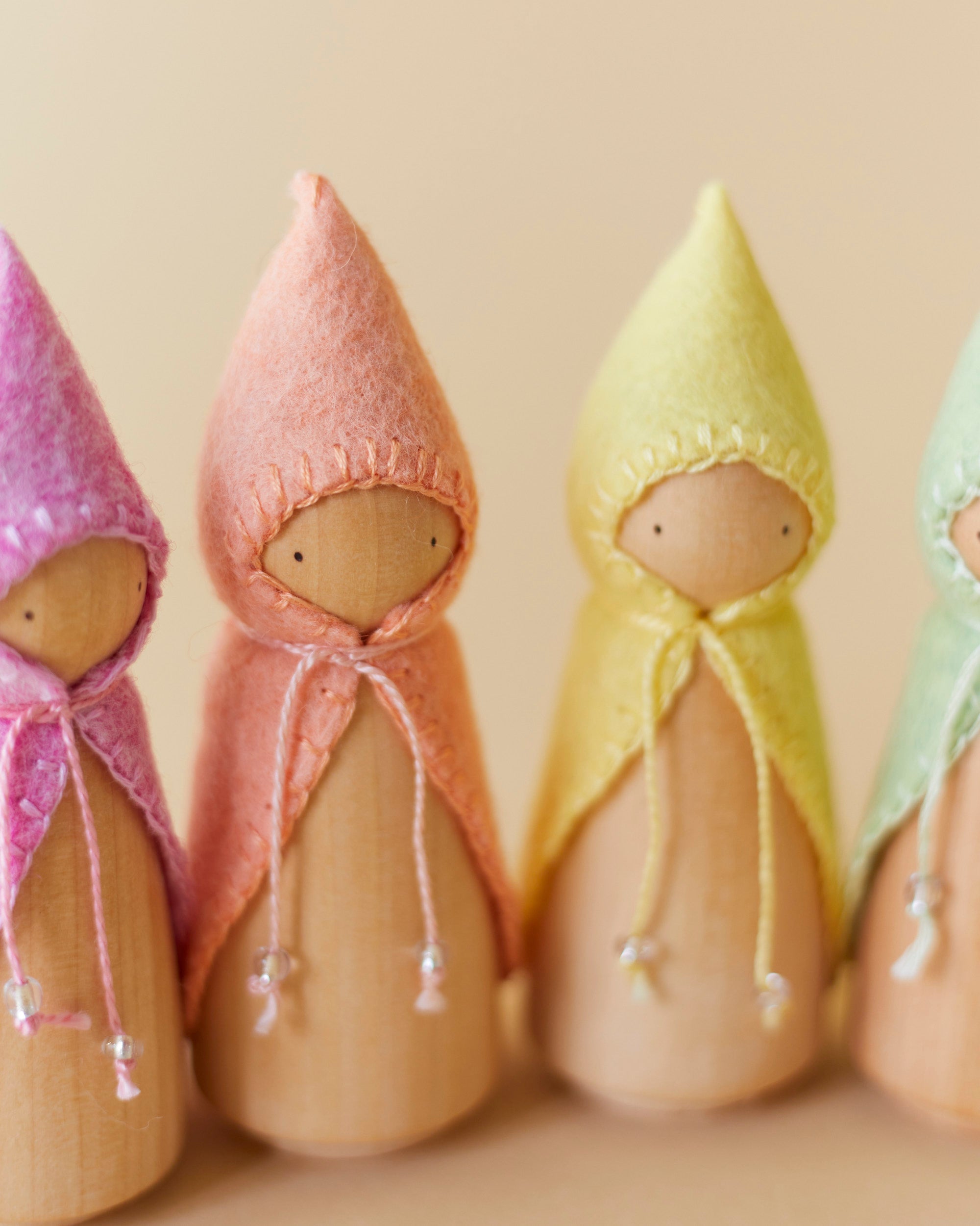 Wonderheart Pastel Rainbow Wooden Gnome Set