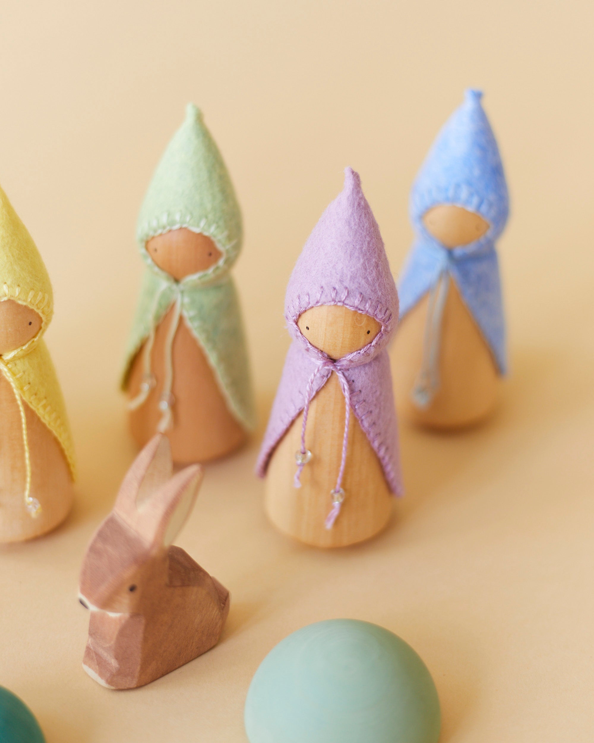 Wonderheart Pastel Rainbow Wooden Gnome Set