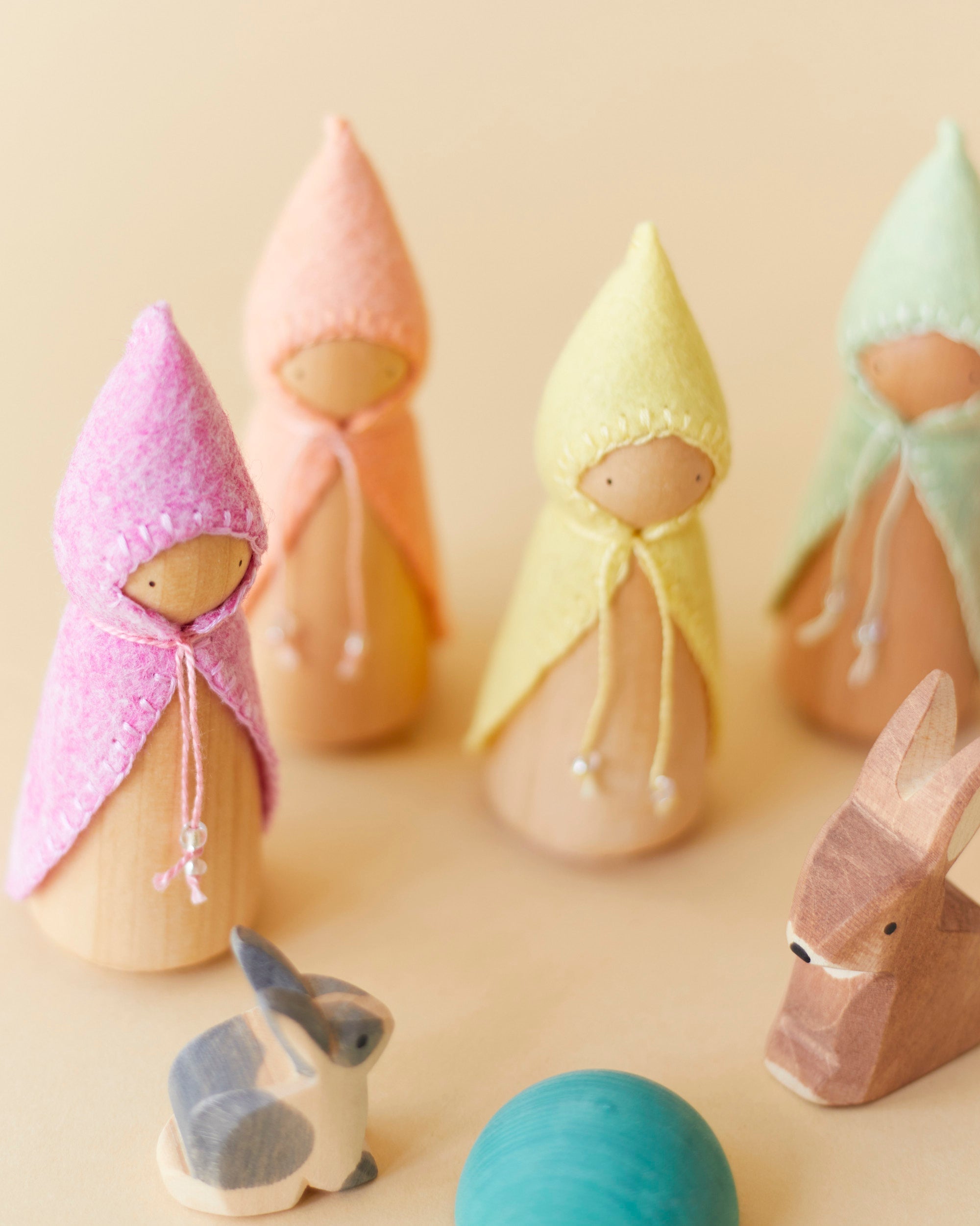 Wonderheart Pastel Rainbow Wooden Gnome Set