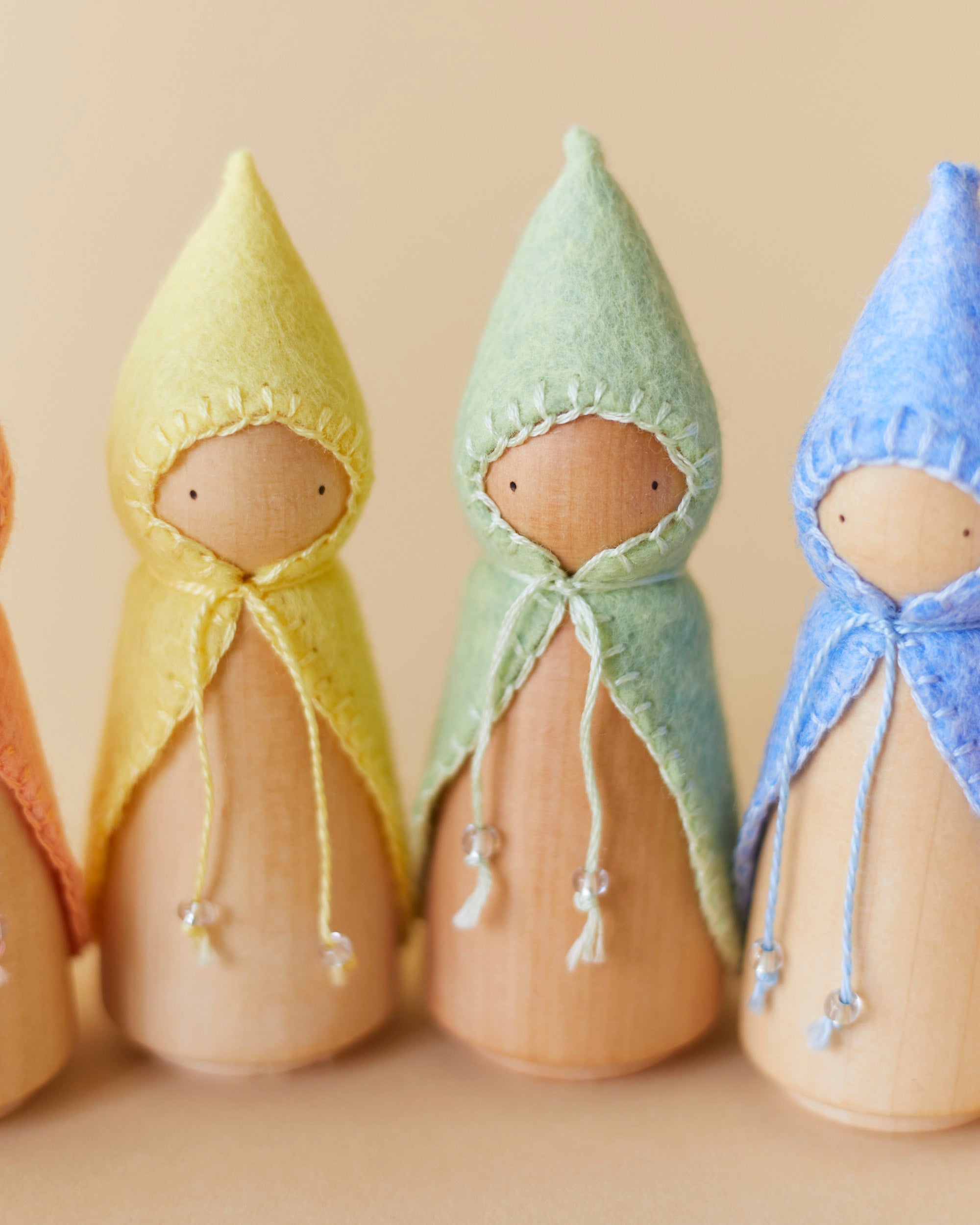 Wonderheart Pastel Rainbow Wooden Gnome Set