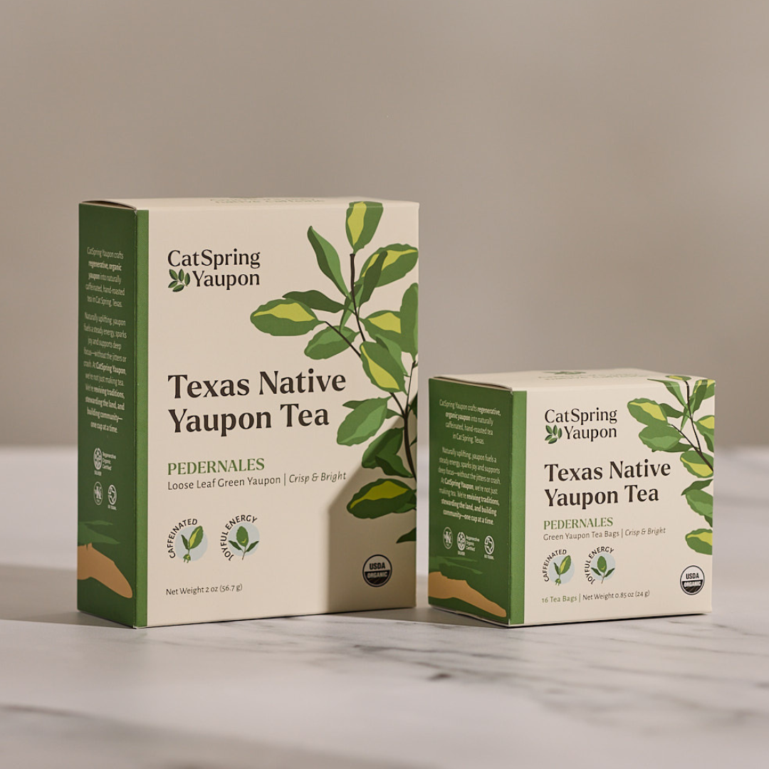 CatSpring Yaupon Case of Pedernales Green Yaupon – Green Yaupon – Loose Leaf & Tea bags