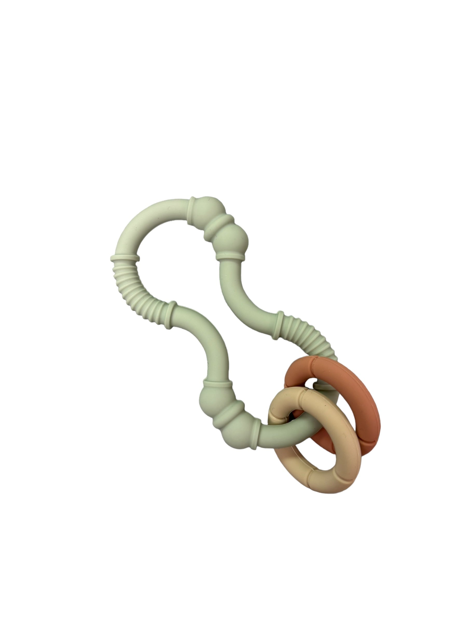Teething ring with multiple colors on a white background