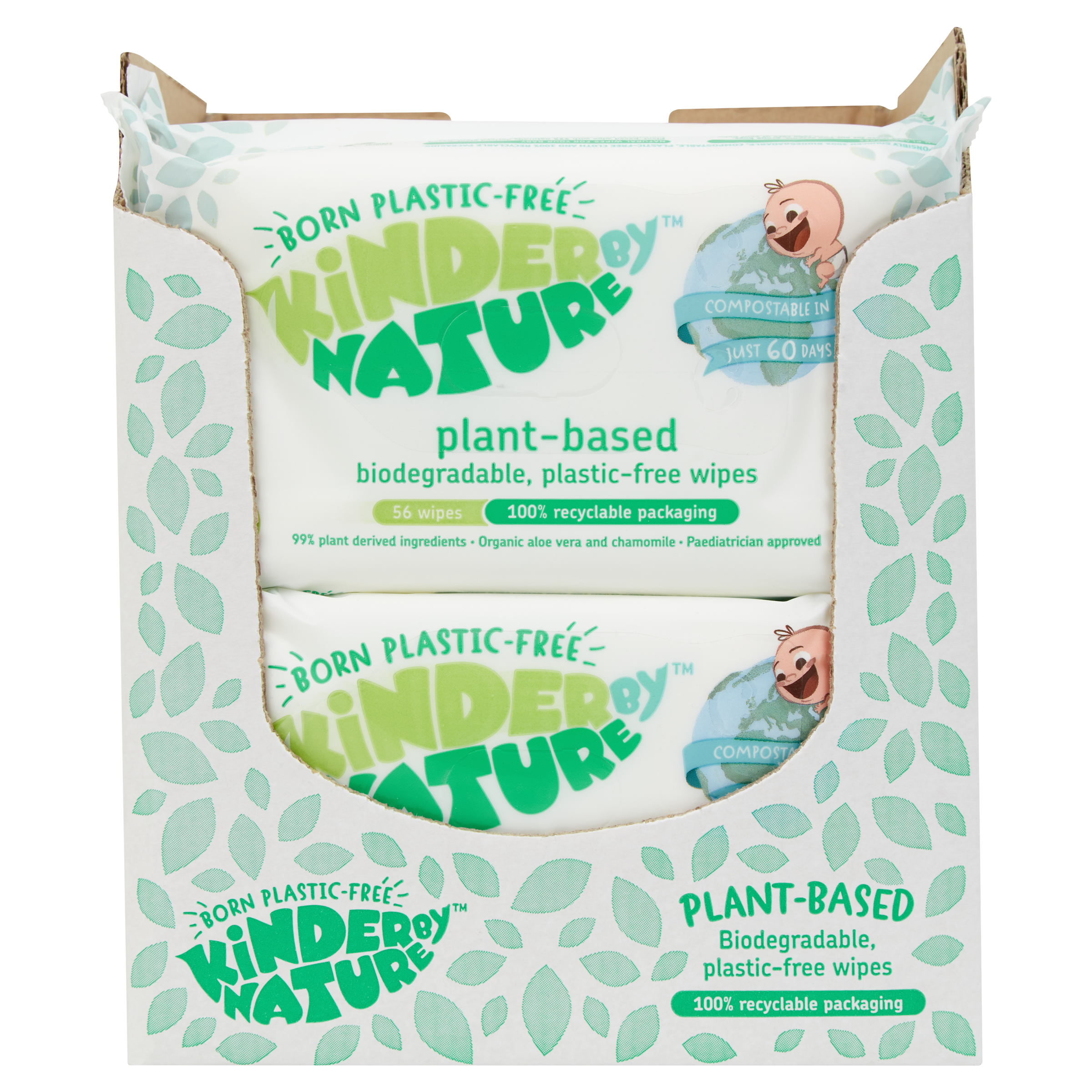 Kinder by Nature 100% Biodegradable Plant-Based Baby Wipes - 672 Count (12 packs of 56 wipes)