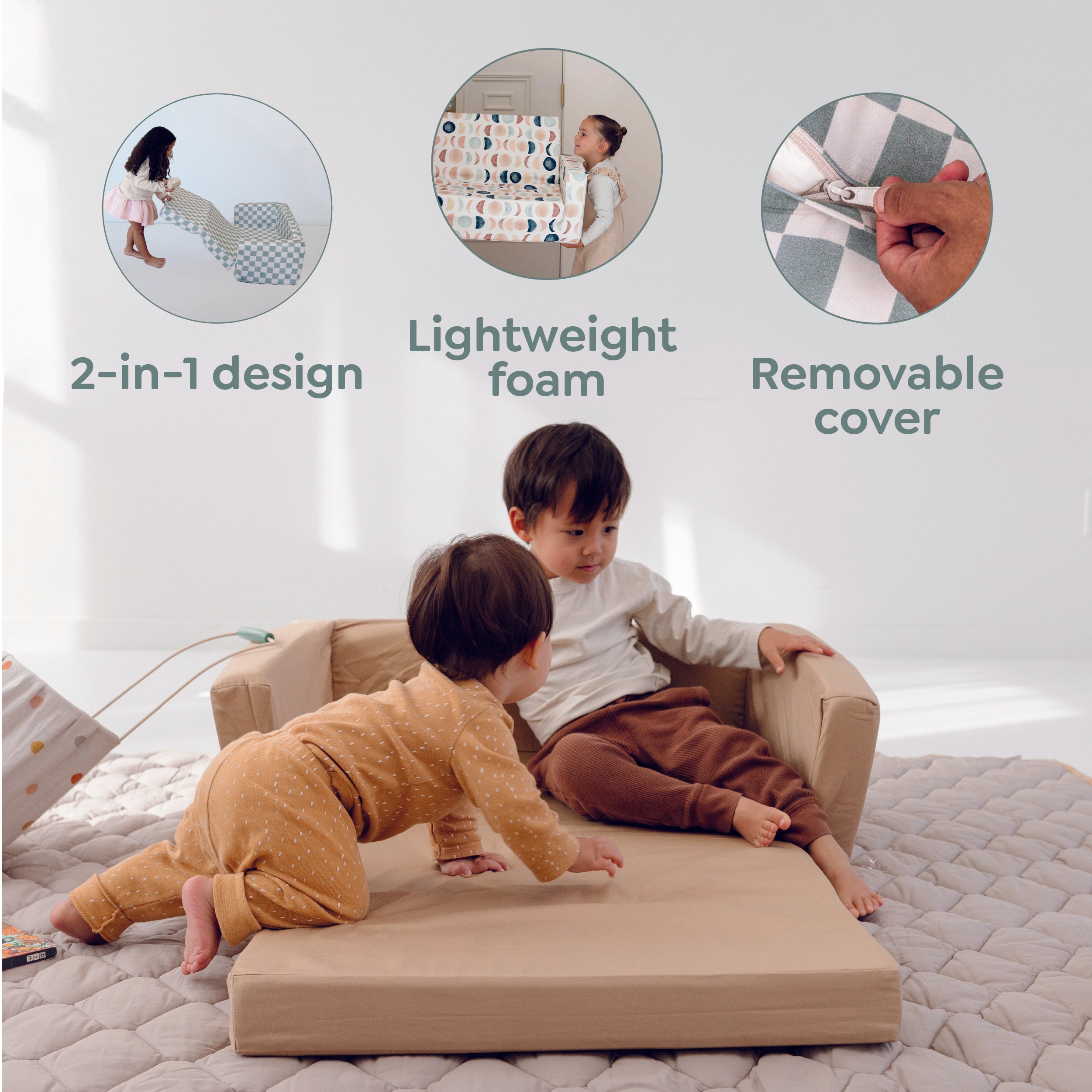 Toki Mats Checker Matcha Play Couch