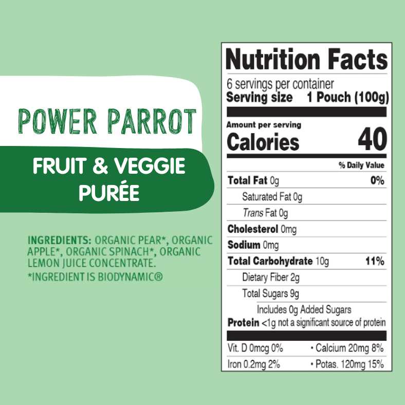 Holle Baby Food Pouches - Organic Fruit & Veggie Puree - Power Parrot