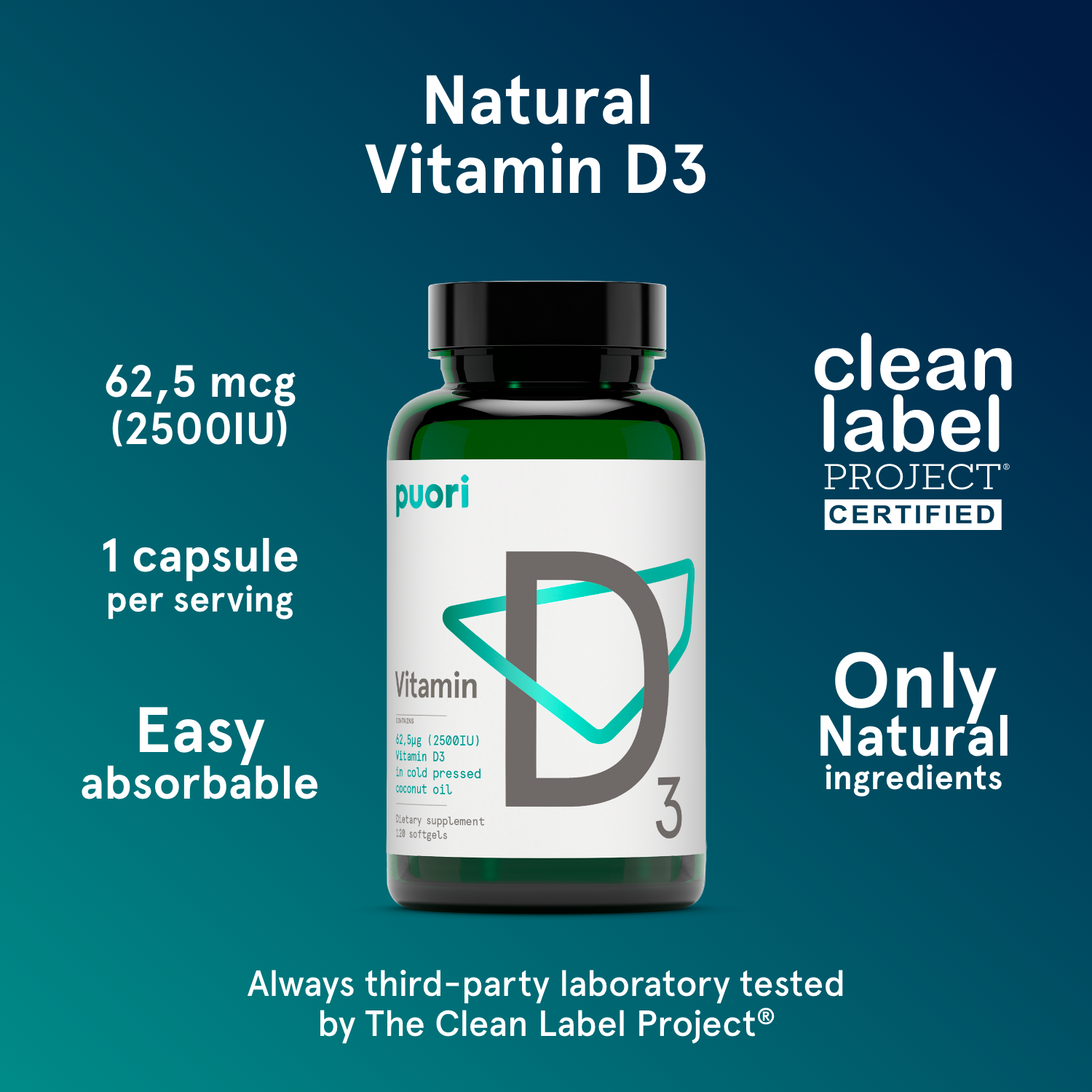 Puori D3 - Vitamin D (2500IU) - 4 Pack