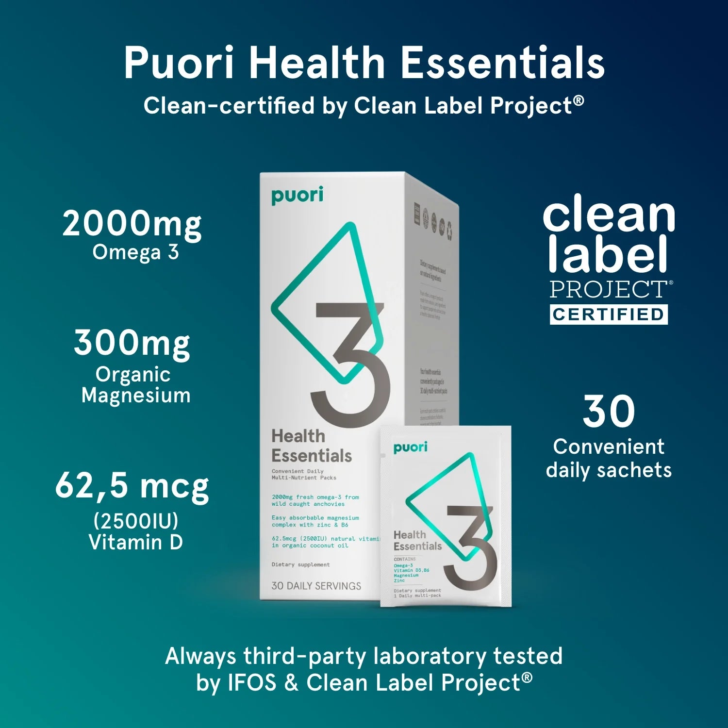 Puori P3 - Health Essentials Sachets (O3, M3, D3)
