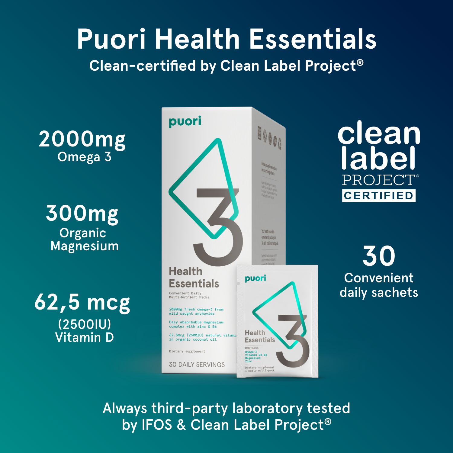 Puori P3 - Health Essentials Sachets (O3, M3, D3)