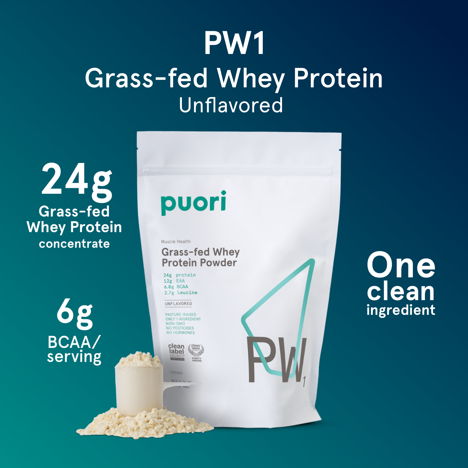 Puori PW1 - Grass-fed Whey Protein Unflavored