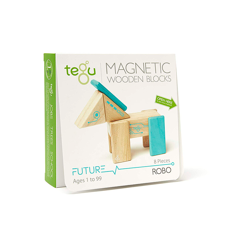 Tegu Robo  Magnetic Wooden Blocks  Future Collection, 8 pieces