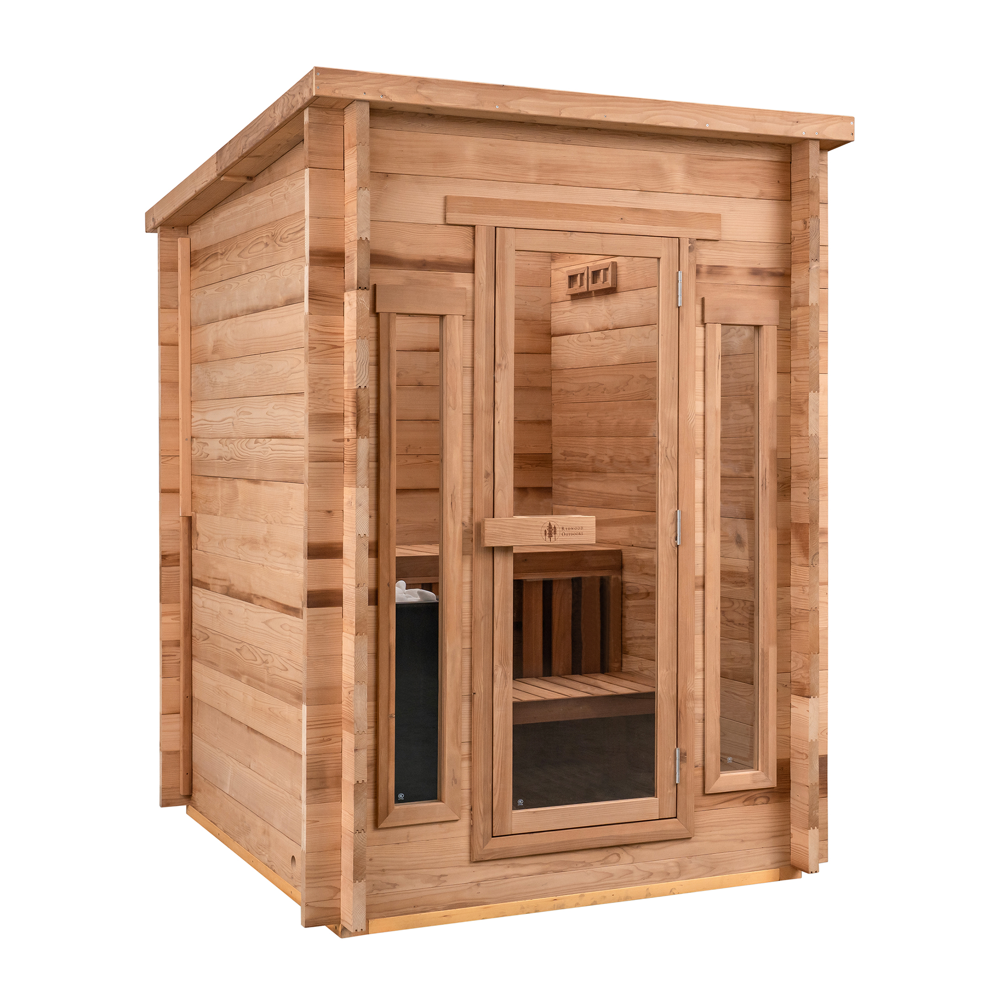Redwood Outdoors Cabin Outdoor Sauna - 4 Person w/ Harvia Spirit Wi-Fi 8kW Heater