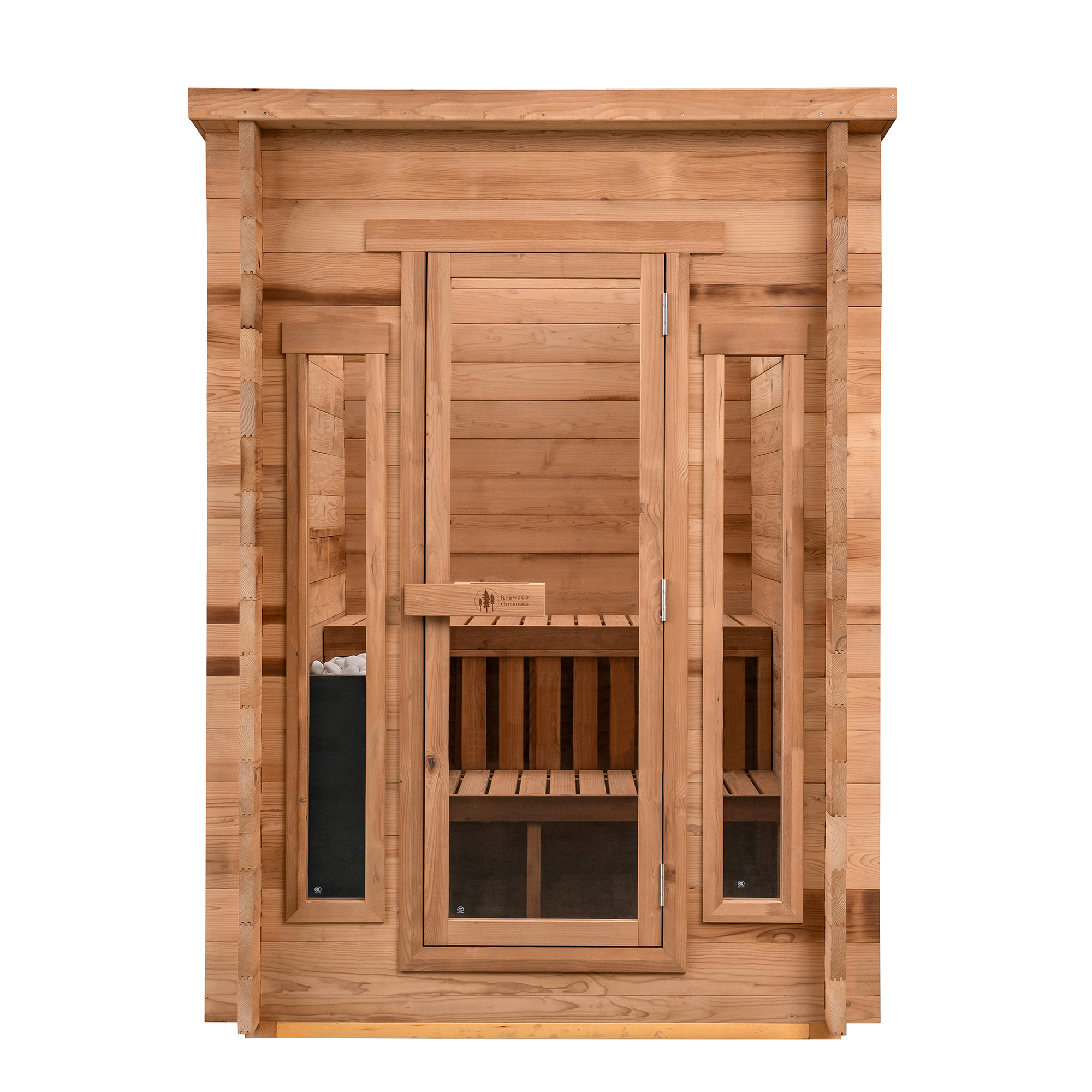 Redwood Outdoors Cabin Outdoor Sauna - 4 Person w/ Harvia Spirit Wi-Fi 8kW Heater