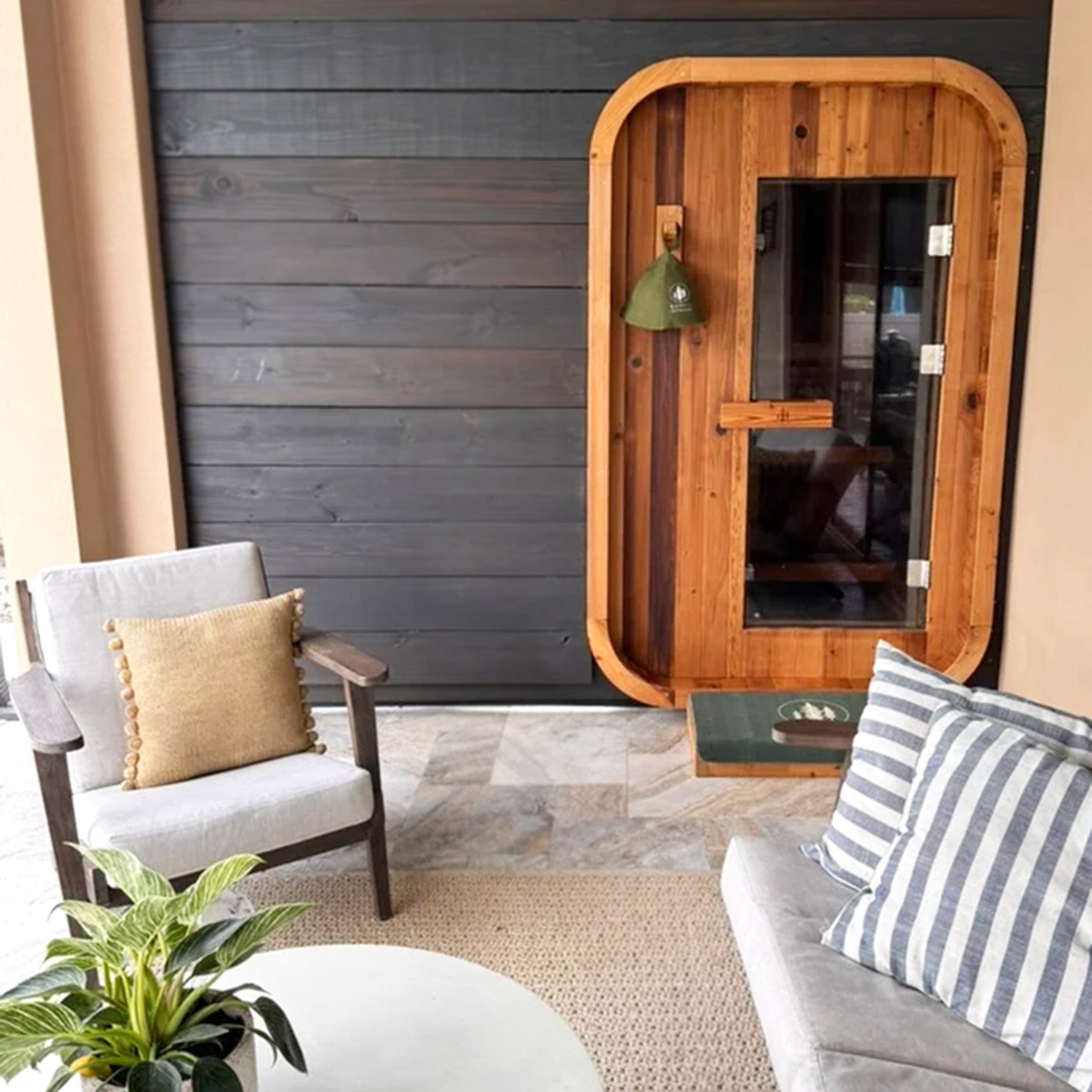 Redwood Outdoors Duo Outdoor Sauna - 2 Person w/ Harvia Spirit Wi-Fi 8kW Heater