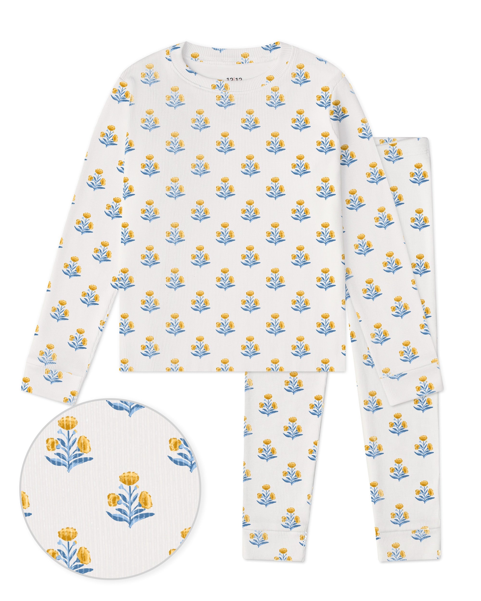 12|12 The Organic Long Sleeve Pajama Set [Marigold Block Floral]