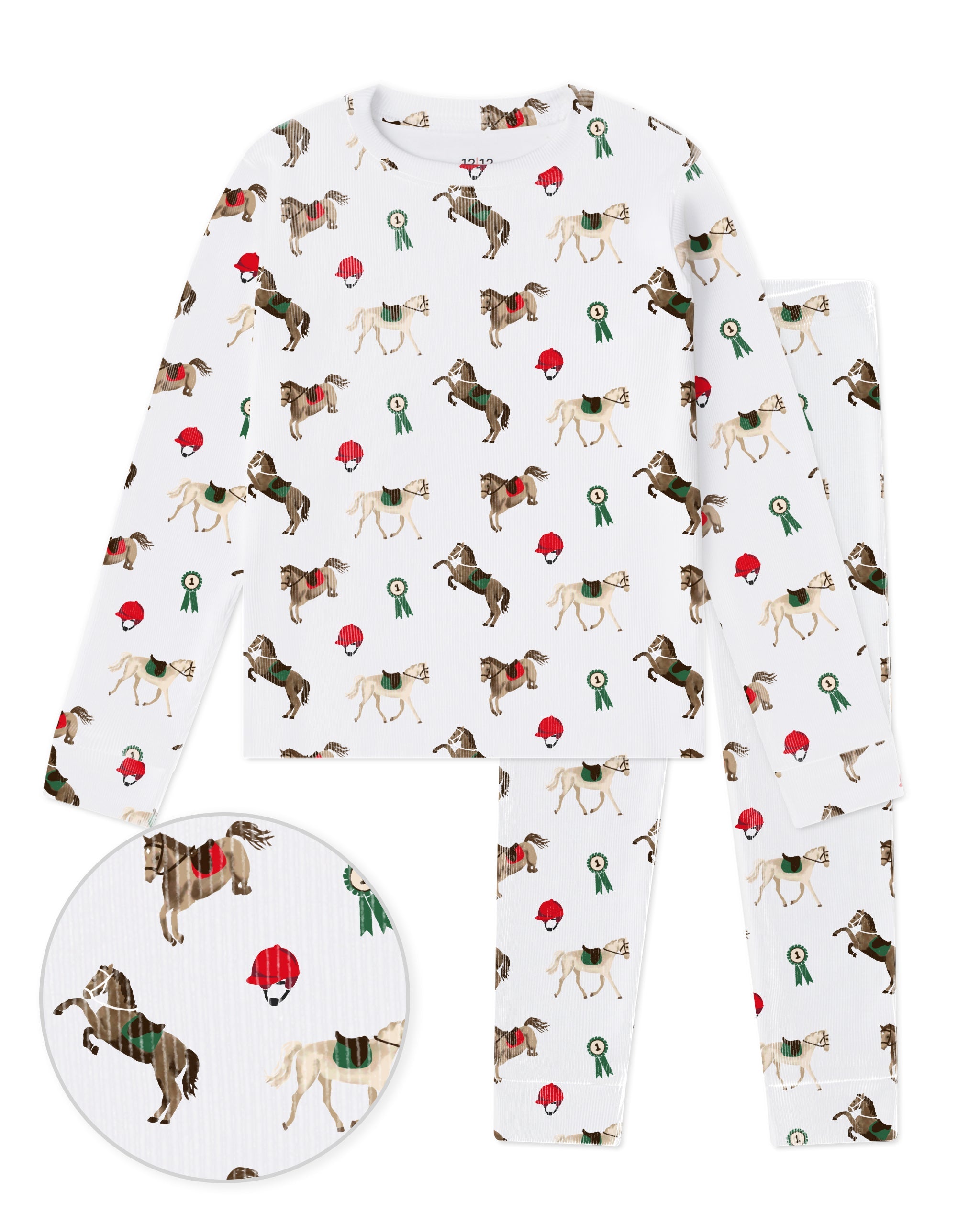 12|12 The Organic Long Sleeve Pajama Set [Riding Ponies]