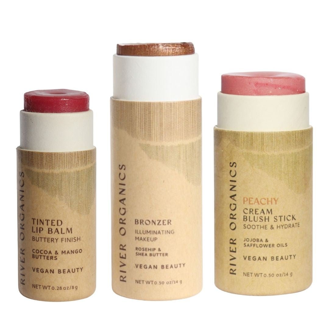 River Organics Lip + Highlighter + Blush Set