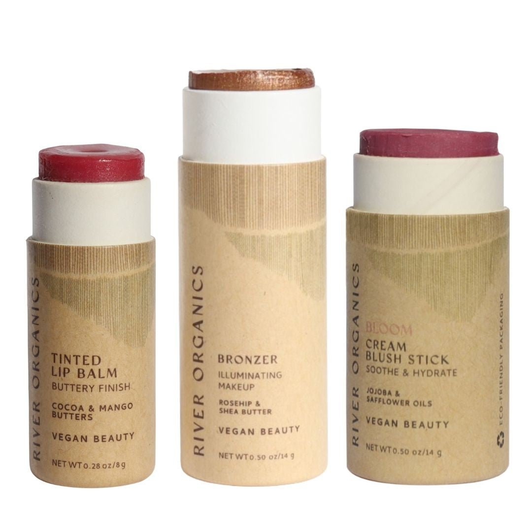 River Organics Lip + Highlighter + Blush Set
