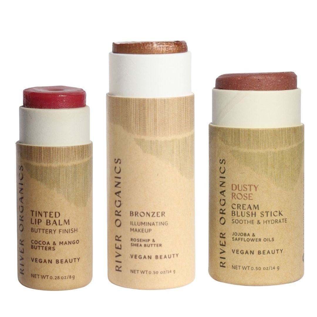 River Organics Lip + Highlighter + Blush Set