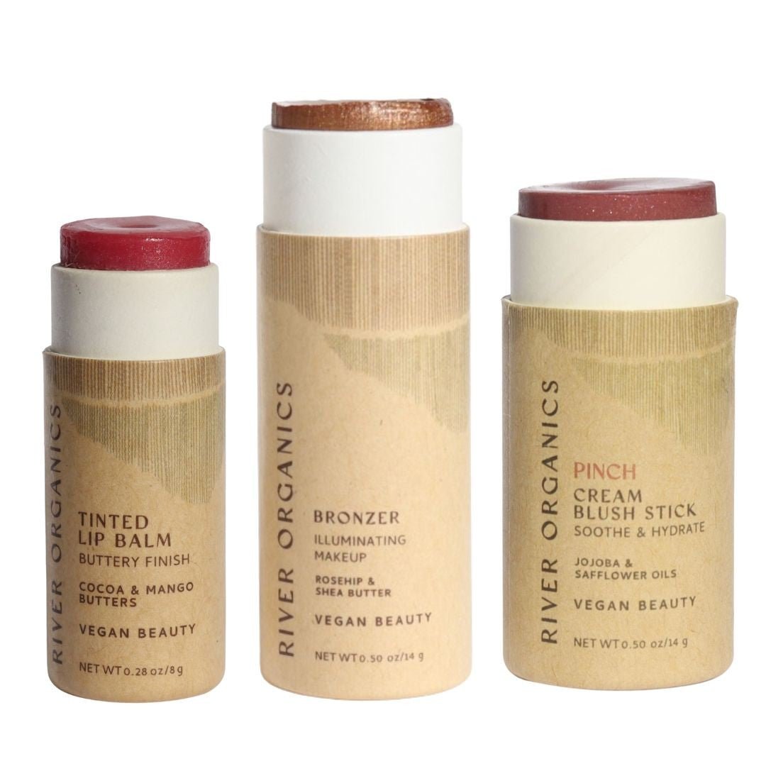 River Organics Lip + Highlighter + Blush Set