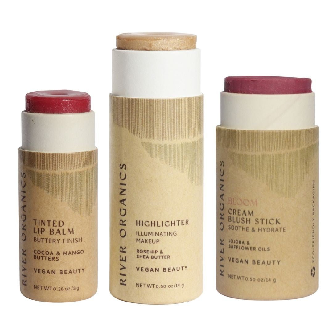 River Organics Lip + Highlighter + Blush Set