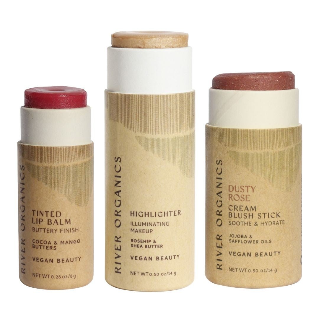 River Organics Lip + Highlighter + Blush Set