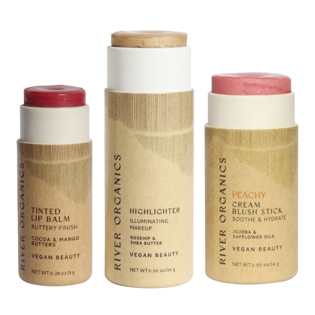 River Organics Lip + Highlighter + Blush Set