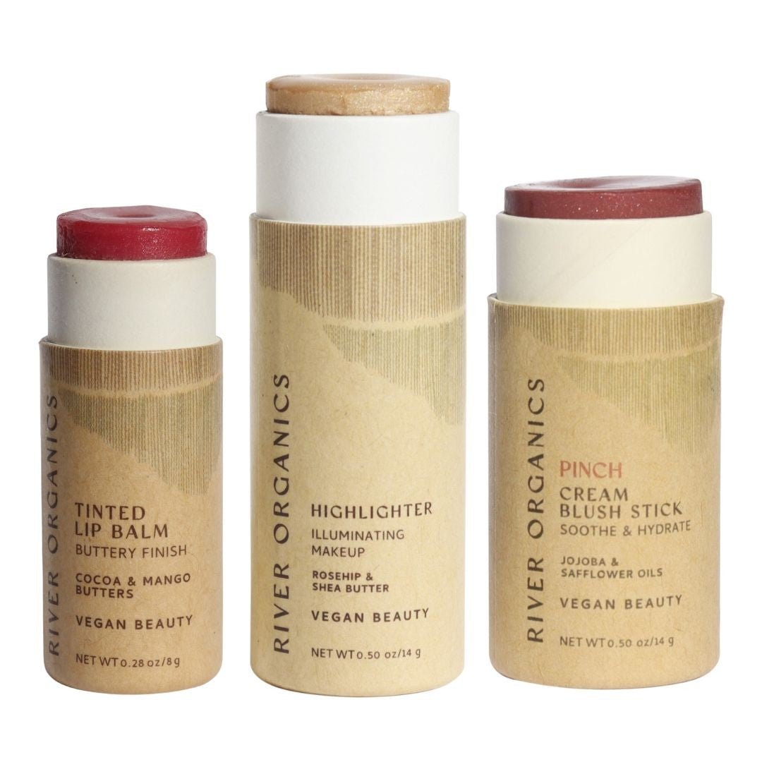 River Organics Lip + Highlighter + Blush Set