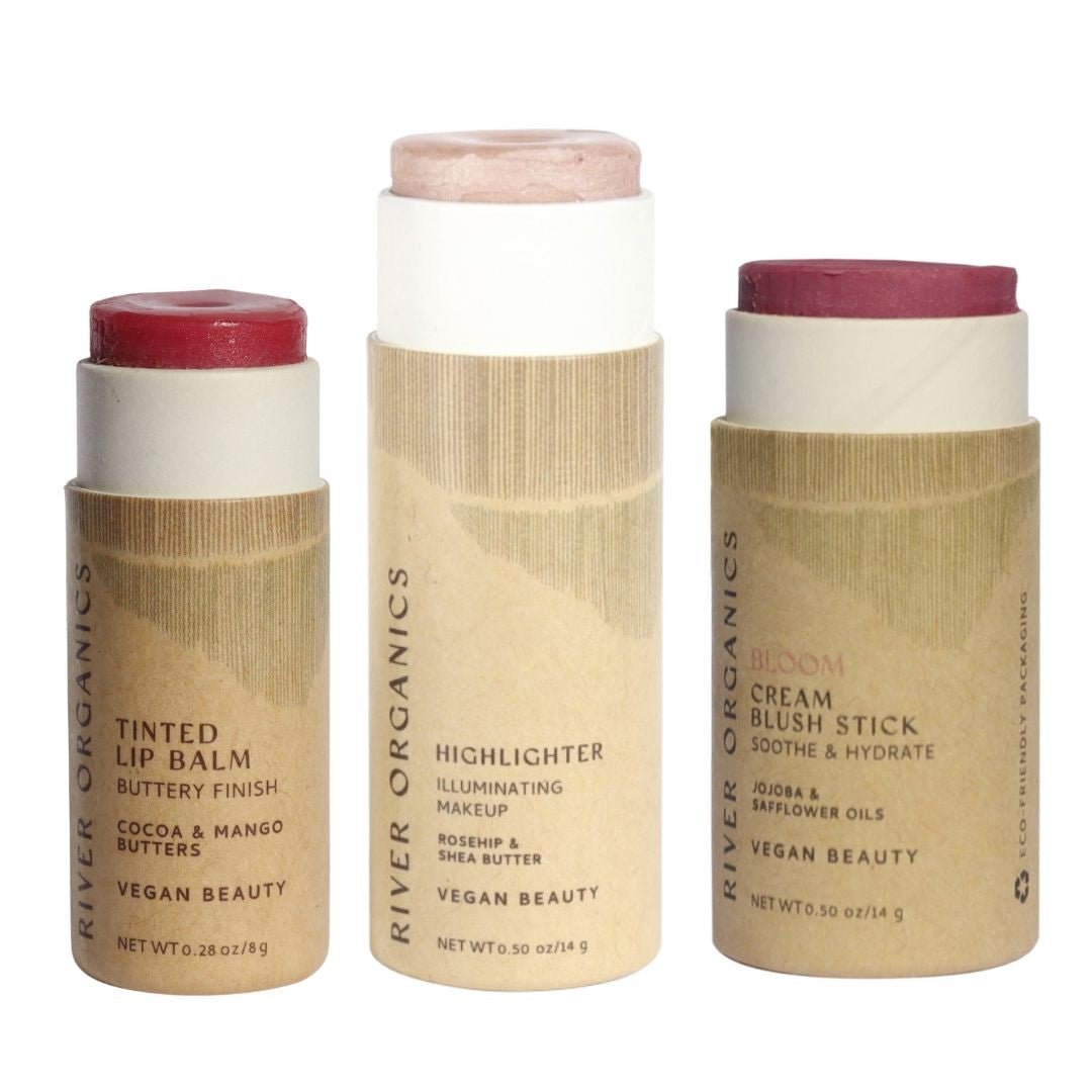 River Organics Lip + Highlighter + Blush Set