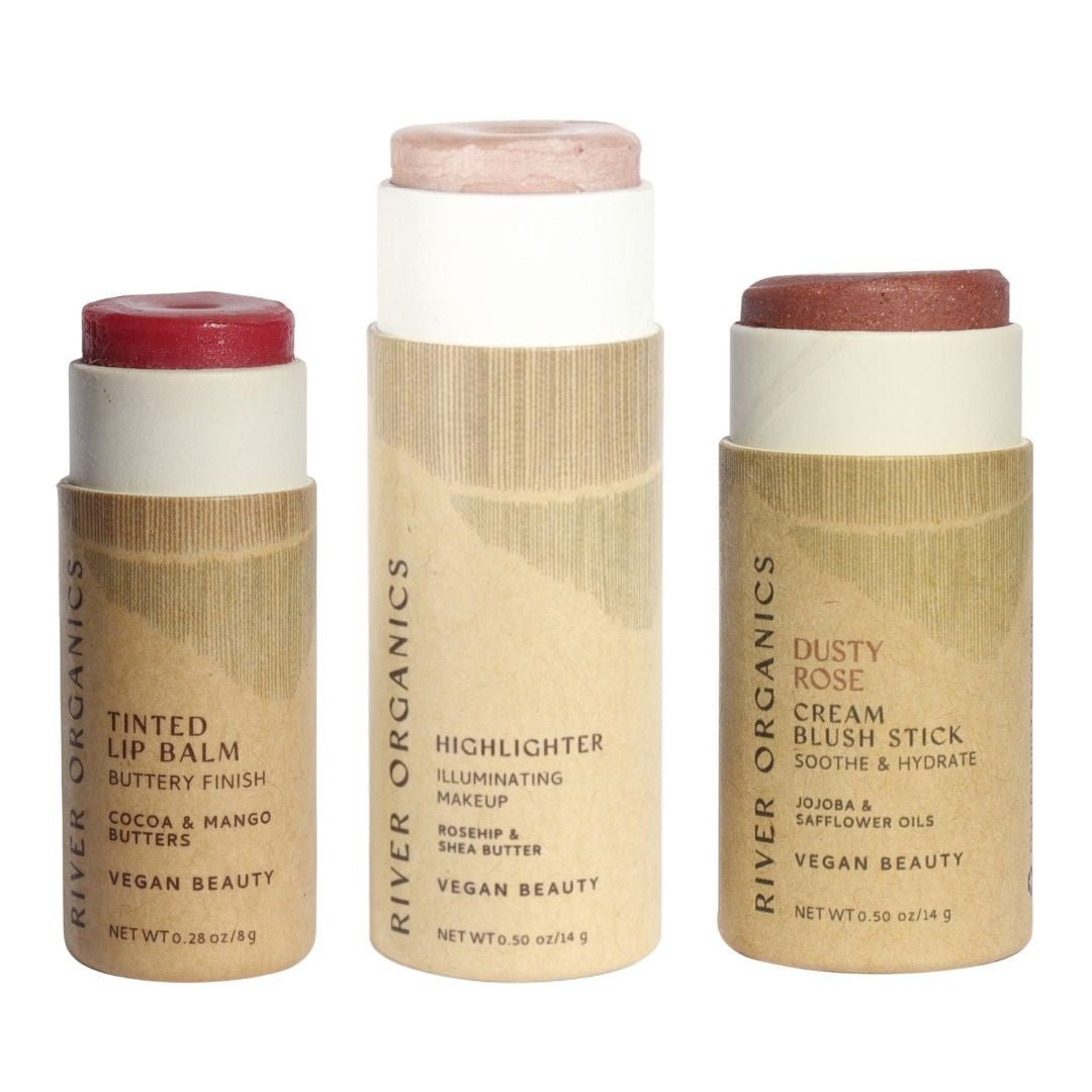 River Organics Lip + Highlighter + Blush Set