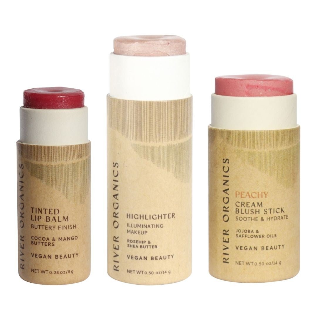 River Organics Lip + Highlighter + Blush Set