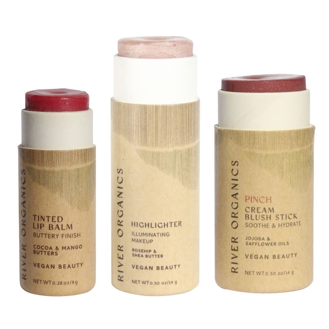 River Organics Lip + Highlighter + Blush Set