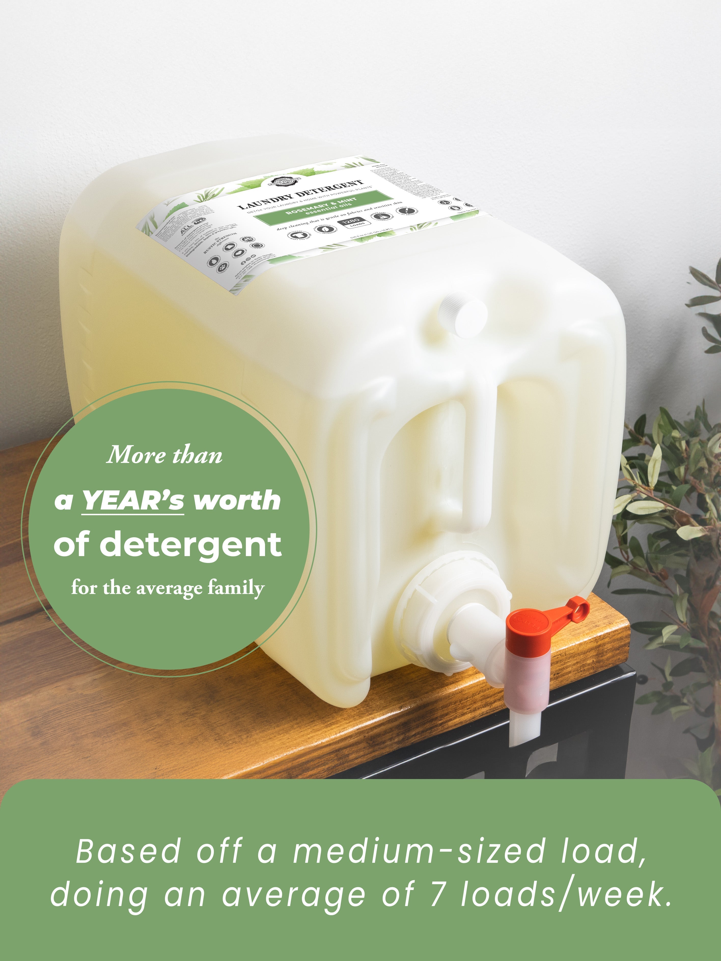 Rustic Strength Laundry Detergent | Rosemary & Mint | 5 Gallon Eco Jug with Pump or Spout