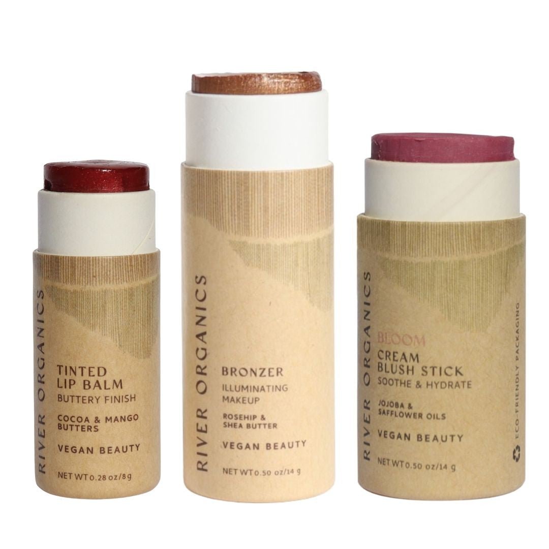 River Organics Lip + Highlighter + Blush Set