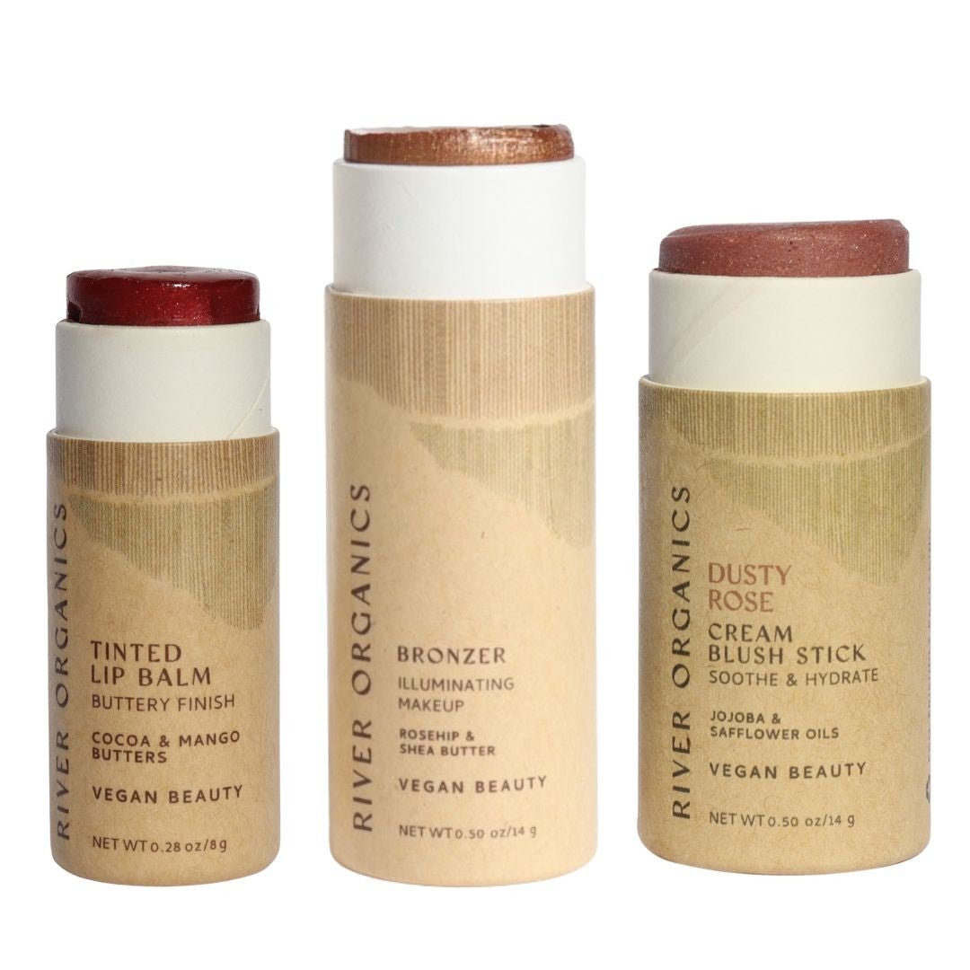 River Organics Lip + Highlighter + Blush Set