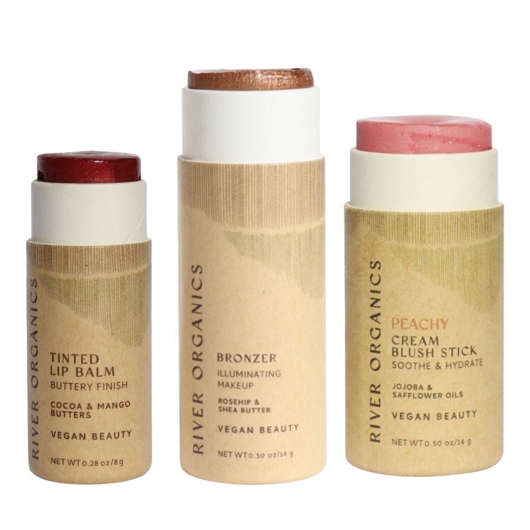 River Organics Lip + Highlighter + Blush Set