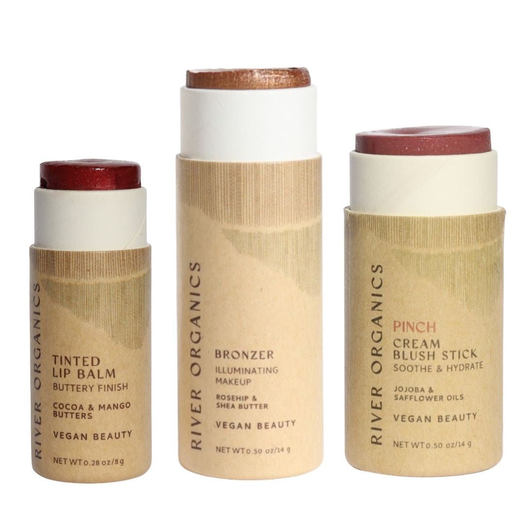 River Organics Lip + Highlighter + Blush Set