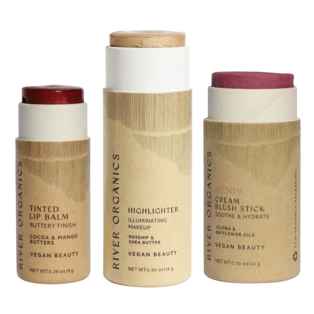 River Organics Lip + Highlighter + Blush Set
