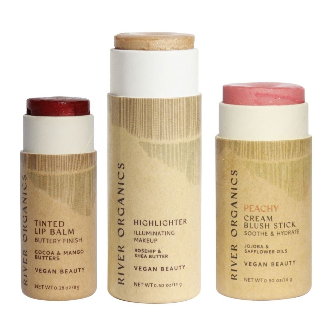 River Organics Lip + Highlighter + Blush Set